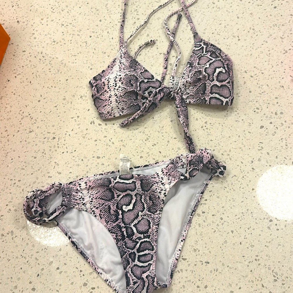 Heat bikini snakeskin print top small bottom medium